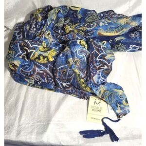 Noble Mount 57" Square 100% Polyester Scarf with Tassel Corners - Blue Paisley